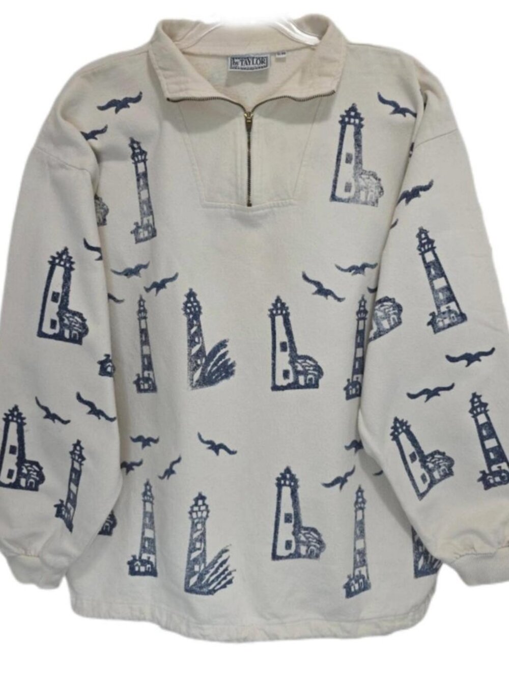 1520 by Taylor 100% American Original USA 90's Lighthouse Pullover Sz.S/M Women